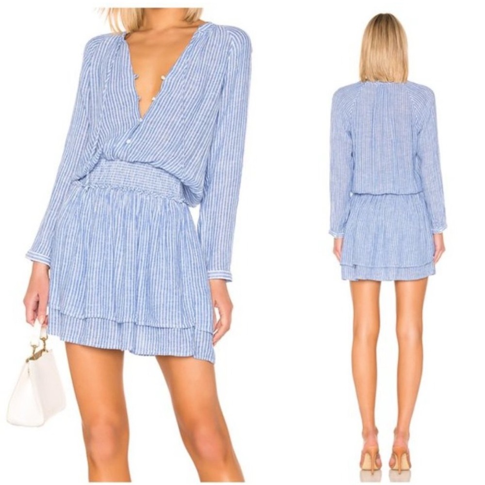5. Rails Jasmine Azure Stripe Linen Tiered Dress - image 2